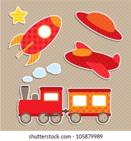 Set of cute vector colorful transport stickers