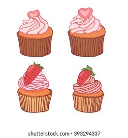 set of cute vector cupcakes