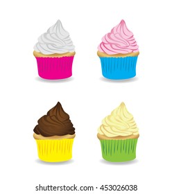 Set of cute vector cupcakes and muffins