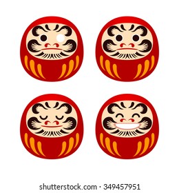 Set of Cute Vector Daruma Dolls isolated background