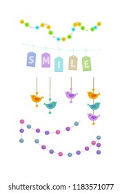 set of cute vector decorate light bulb garlands  for interior. colorful decorations 