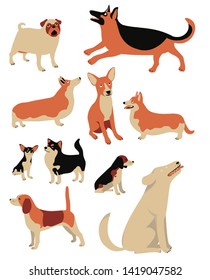 Set of cute vector dogs 