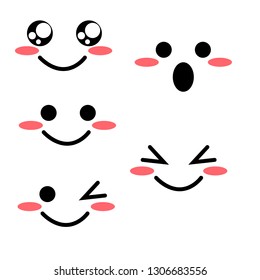 set of cute vector faces, different emotions.