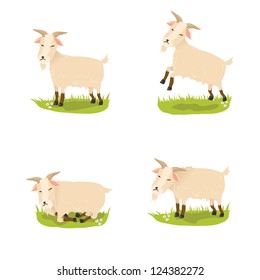 Set of for cute vector goats in different poses