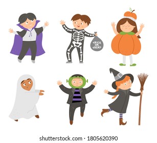 Set Cute Vector Halloween Characters Children Stock Vector (Royalty ...