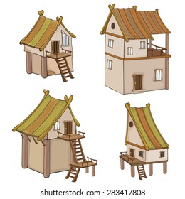 Set of cute vector houses for you design and computer game