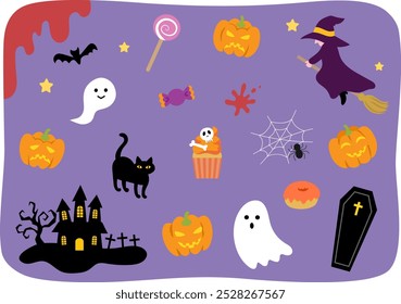 Conjunto de Ilustraciones vectoriales lindas para Halloween