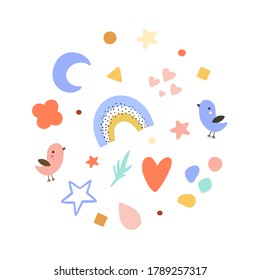 conjunto de ilustraciones vectoriales lindas para el diseño de niños