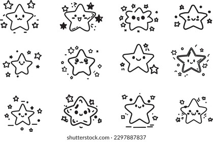  Set of Cute Vector Line Art