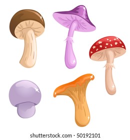 Set of cute vector mushrooms