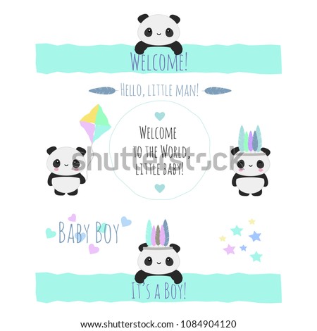 Set Cute Vector Objects Baby Shower Stock Vector Royalty Free