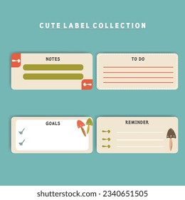 set of cute vector paper note with cute sticker for scrabooking