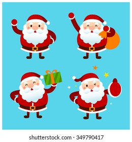 Set Of Cute Vector Santa Claus