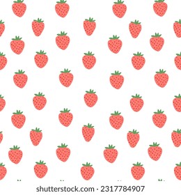 A set of cute vector seamless patterns with abstract flowers, fruits with simple shapes, leaves