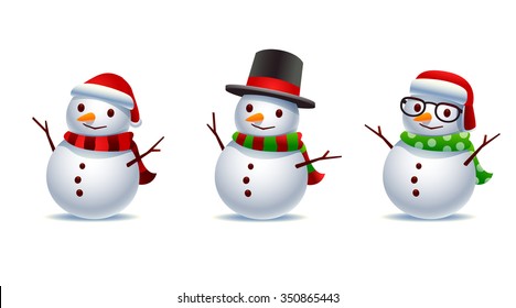 A set of Cute Vector Snowman isolated on white background