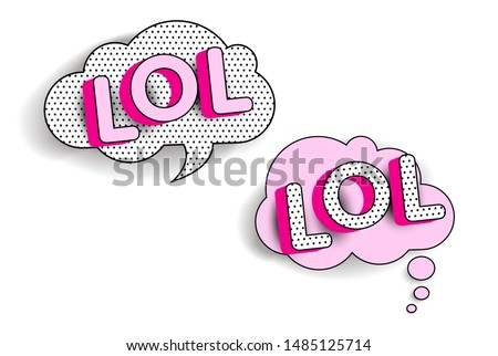 Set of cute vector stickers. Bubble for text with world LOL.  Stock photo © 