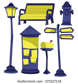 Set of cute vector street objects