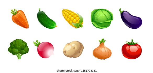 set of cute vector vegetables