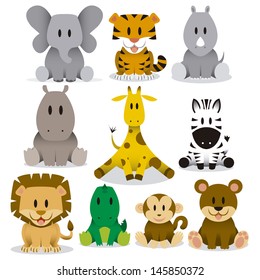 A set of cute vector wild animals