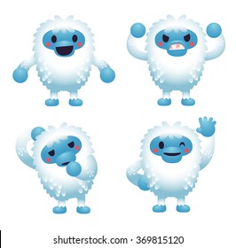 A Set of Cute Vector Yeti on White Background