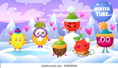 Un conjunto de verduras lindas. Ilustración con personajes divertidos. Comida saludable. CRUDO. 