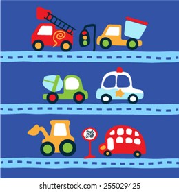 Set of cute vehicles. Vector illustration