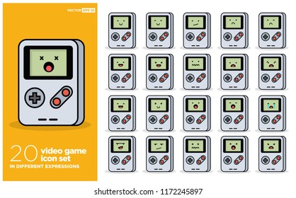 Set of Cute Video Game Emoji Line Icons 