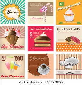 set of cute vintage cards with candy