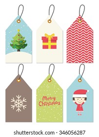 set of cute vintage Christmas gift tag vector illustration