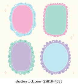 Set of cute vintage frames in pastel colors