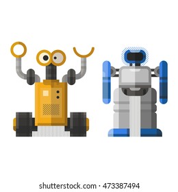 Set of cute vintage robots vector