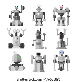 Set of cute vintage robots vector