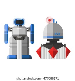 Set of cute vintage robots vector