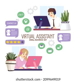 set of cute virtual assistant character
