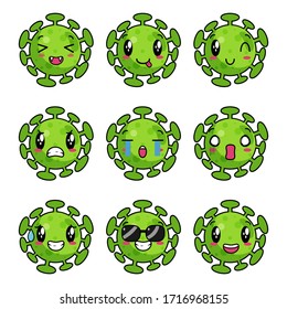 set of cute virus green vector designs
