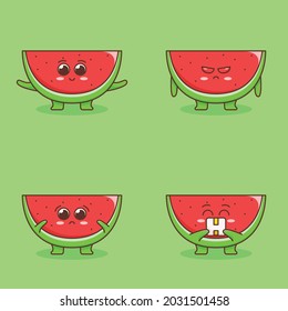 conjunto de tiernos dibujos de sandía