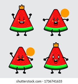 Set of cute watermelon vector characters