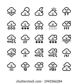 Set cute Wetter Cloud Umrisssymbol und Illustration - Vektorgrafik