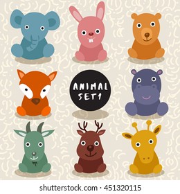 Set of Cute Wild Animal : Vector Illustration