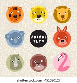 Set of Cute Wild Animal : Vector Illustration