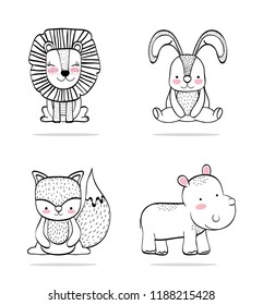 set cute wild animals character