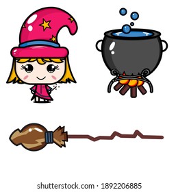 set of cute wizard character equipment design image