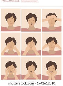set of cute women make faces massages