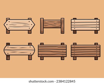 Set of cute wooden sign vector Illustration