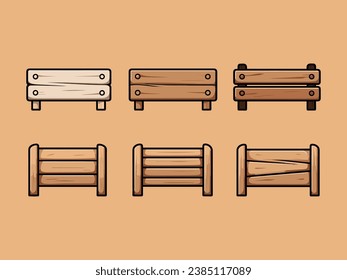 Juego de señalizaciones de madera lindo vector Ilustración