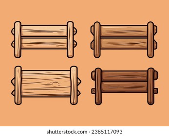 Set of cute wooden sign vector Illustration