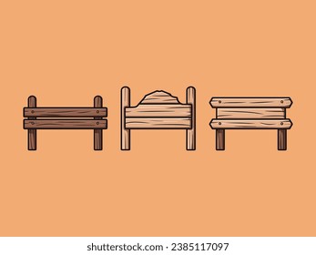 Set of cute wooden sign vector Illustration