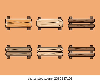 Set of cute wooden sign vector Illustration