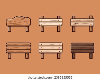 Set of cute wooden sign vector Illustration