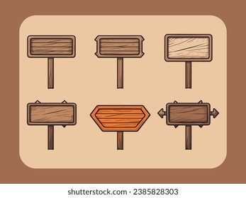 Juego de señalizaciones de madera lindo vector Ilustración